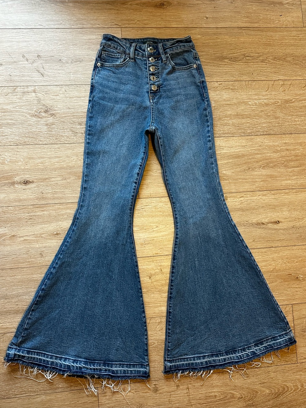 wild fable Highest Rise Extreme Flare Raw Hem Retro Western Jeans Button Fly